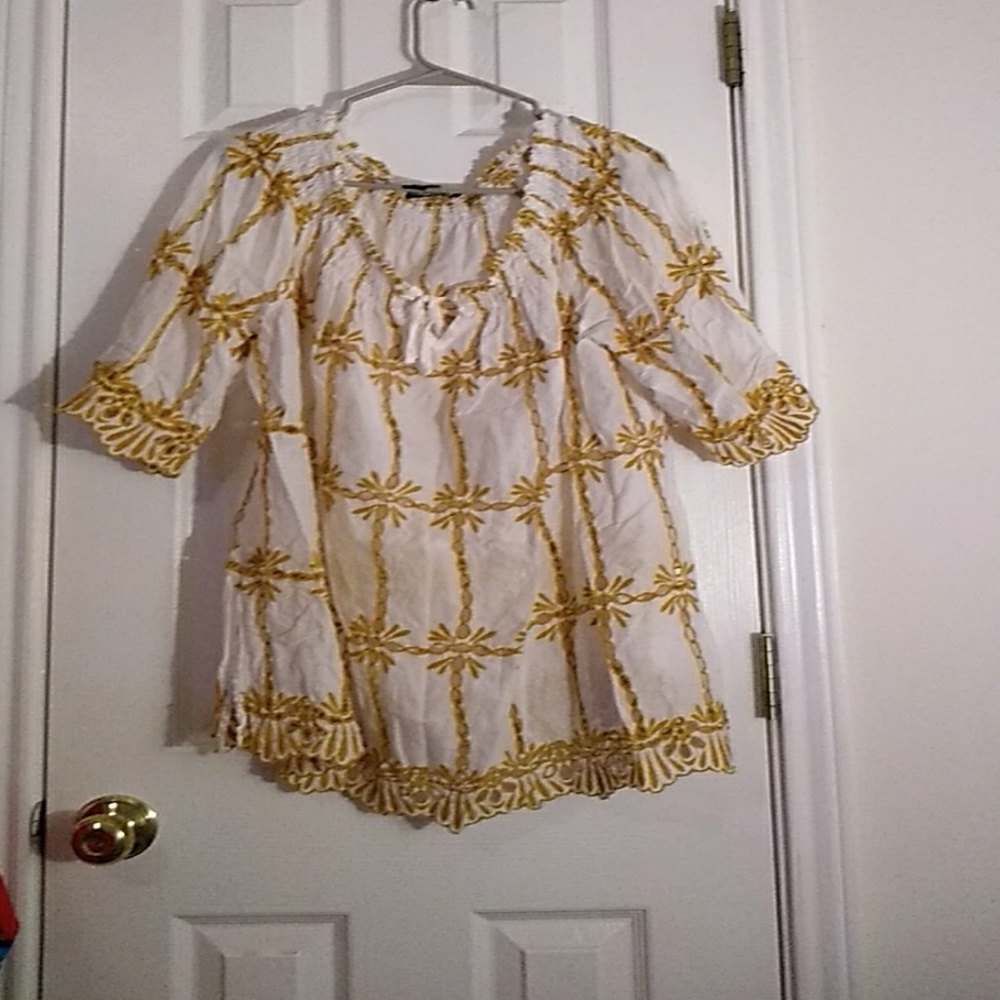 Gold and white blouse